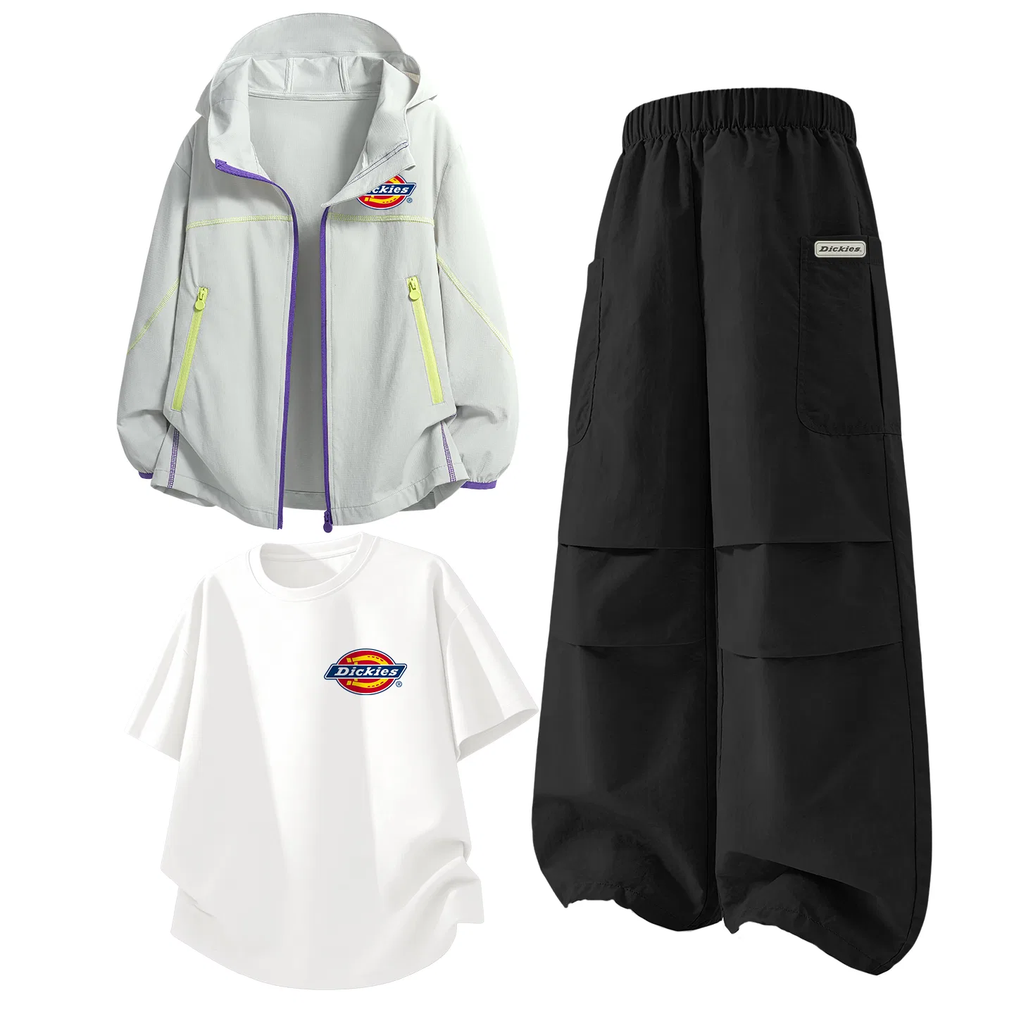 Детский комплект из 3 предметов с принтом Dickies, White Gray/Black