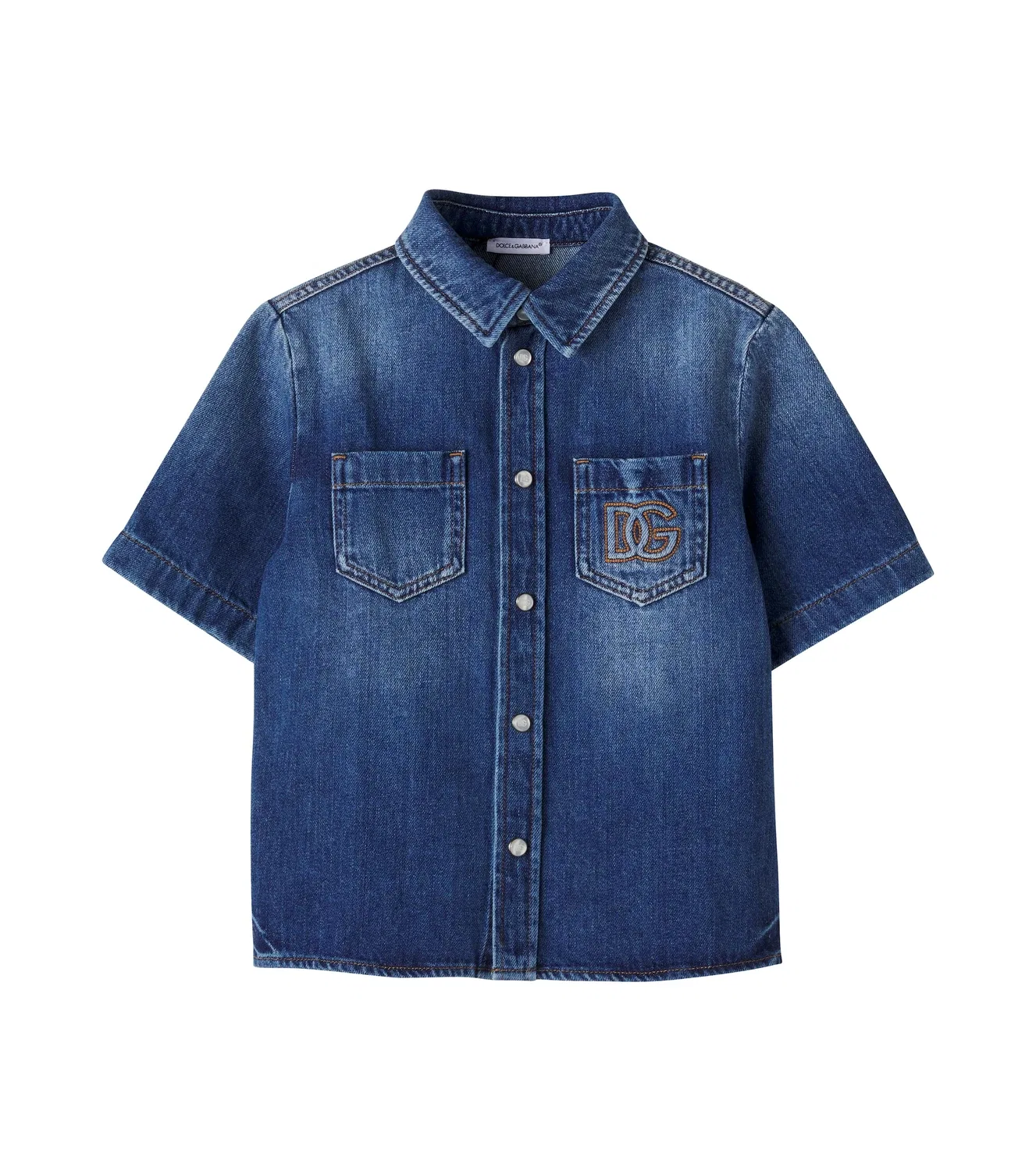 Джинсовая рубашка с вышивкой Dolce&Gabbana Kids, синий