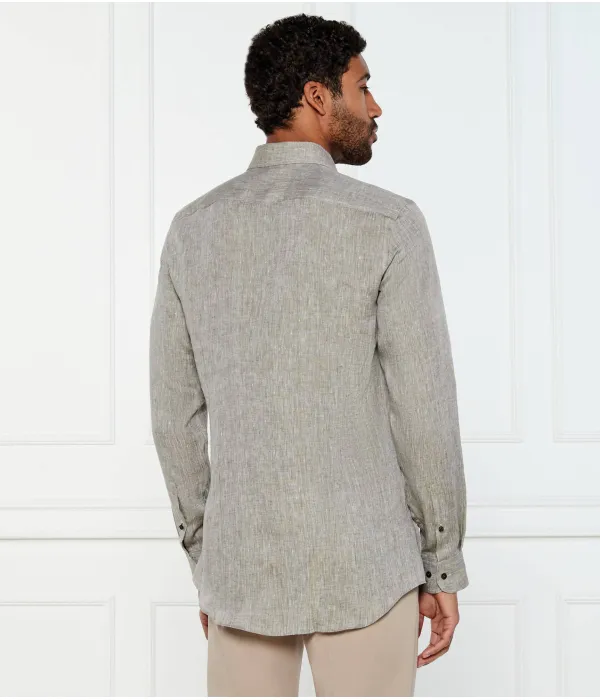 Льняная рубашка h-hank-kent-c1-214 Slim fit Boss, серый — фото 3