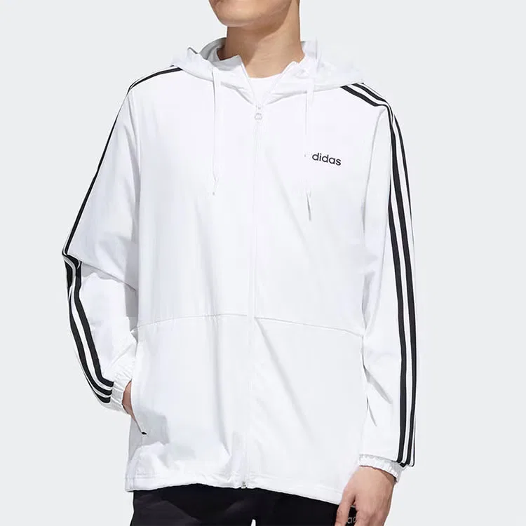 Ветровка с длинным рукавом Essential 3-Stripes Adidas, белая — фото 3