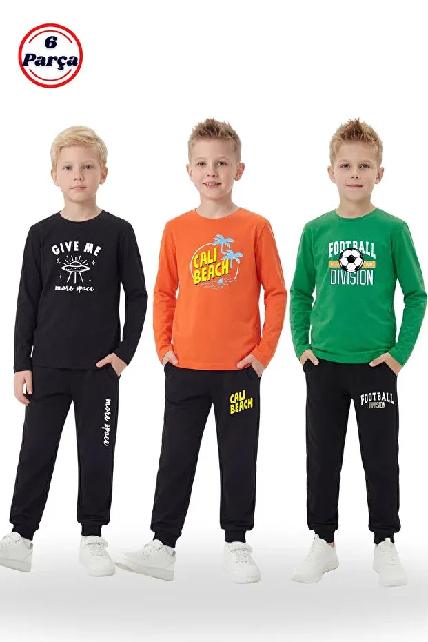 Детский комплект спортивного костюма для мальчиков с принтом Ya Ko Kids, Black-Orange-Green