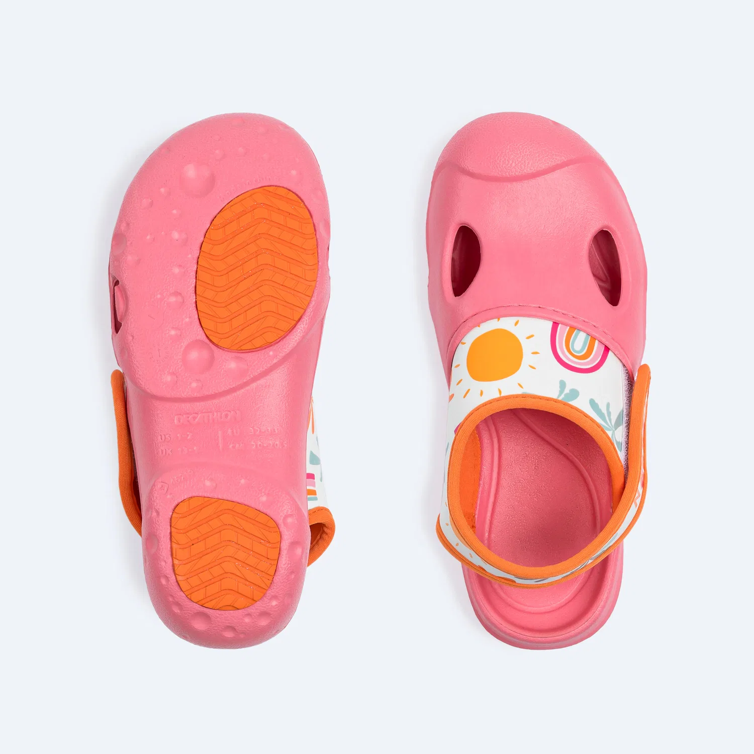 Детские шлепанцы для бассейна с закрытым носком Clog 500 Decathlon, Kaugummirosa Karottenorange — фото 3