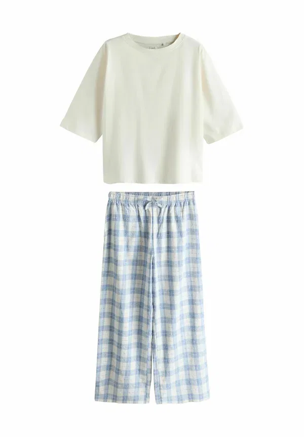 Пижамный комплект с фланелевой тканью Short sleeve set Next blue check, синий — фото 3