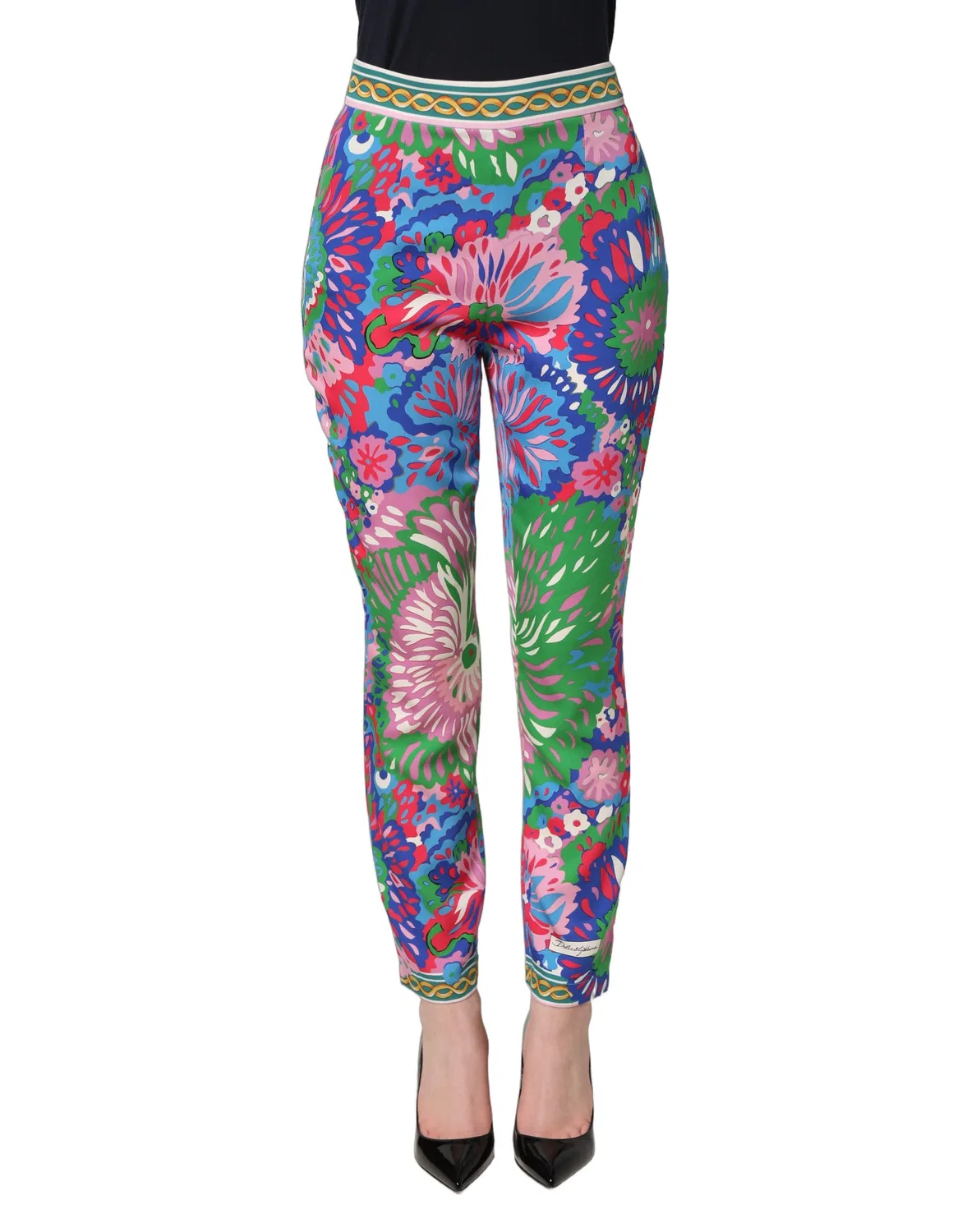 Женские брюки-леггинсы с цветочным принтом Dolce & Gabbana, Multicolor — фото 2