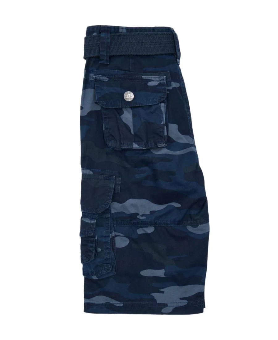 Шорты карго из твила с поясом Boy's Belted Twill Cargo Shorts Raw X, Navy Camo — фото 3