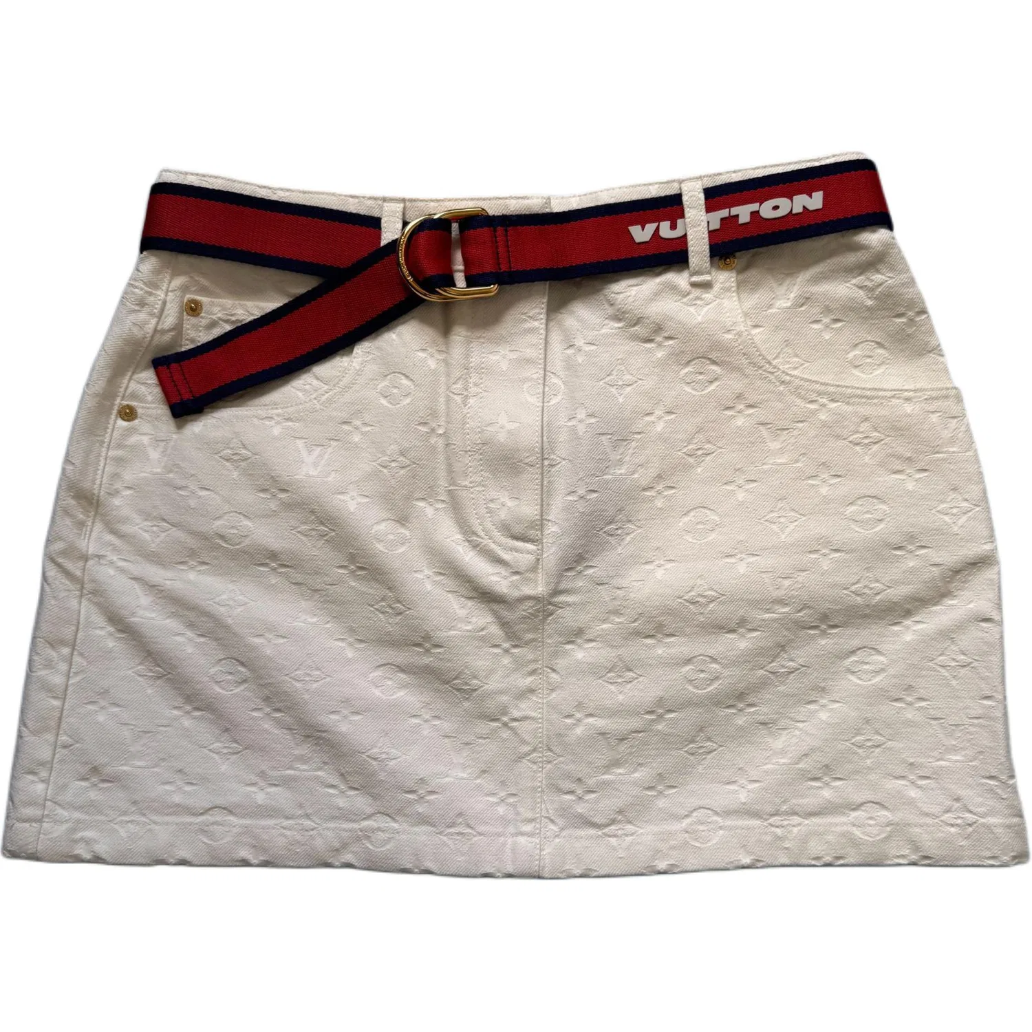 Женская юбка короткая белая с принтом Casual Short Skirts LOUIS VUITTON, White