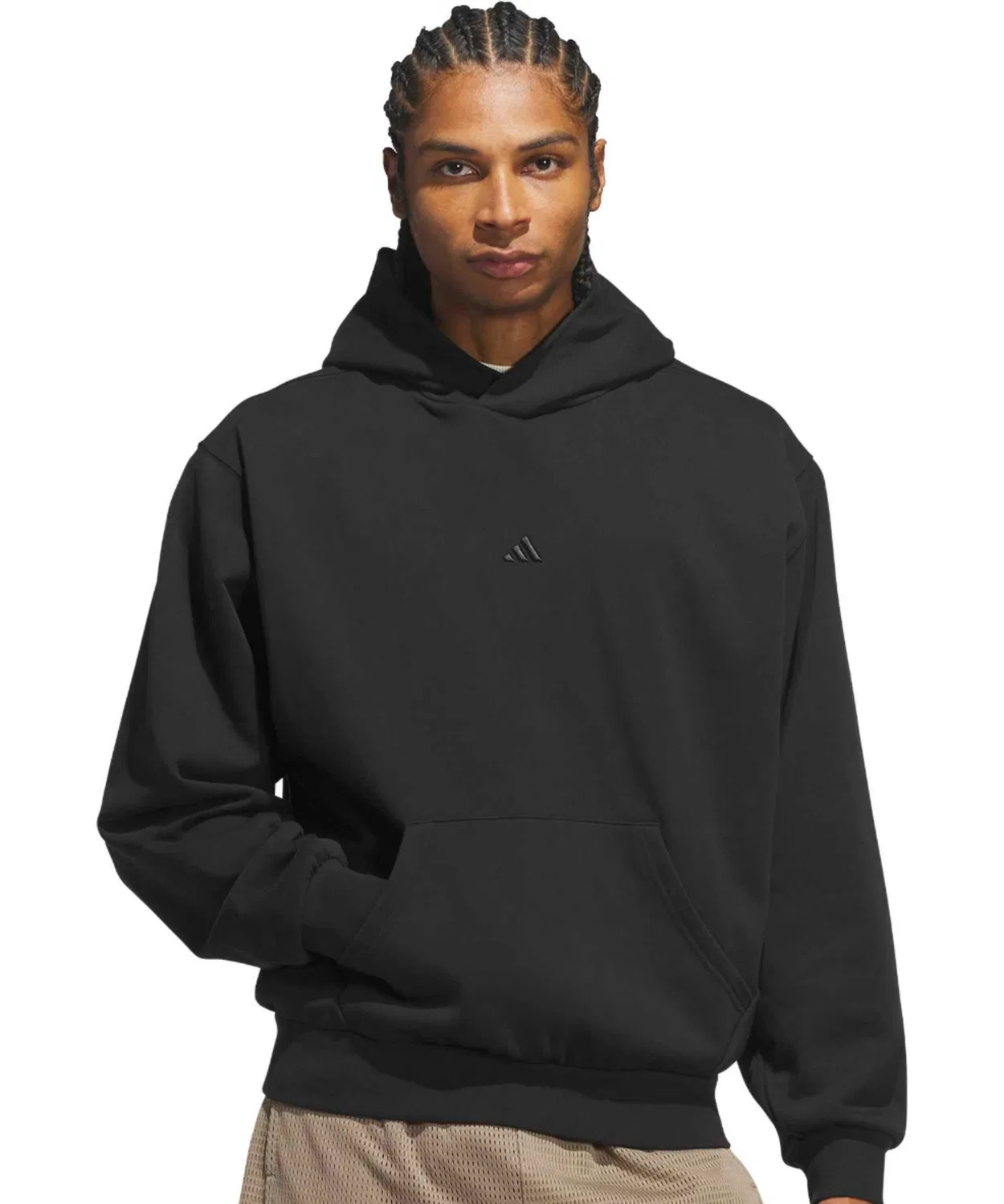 Мужское худи из флиса с длинным рукавомAdidas Basketball Fleece Hoodie, Black