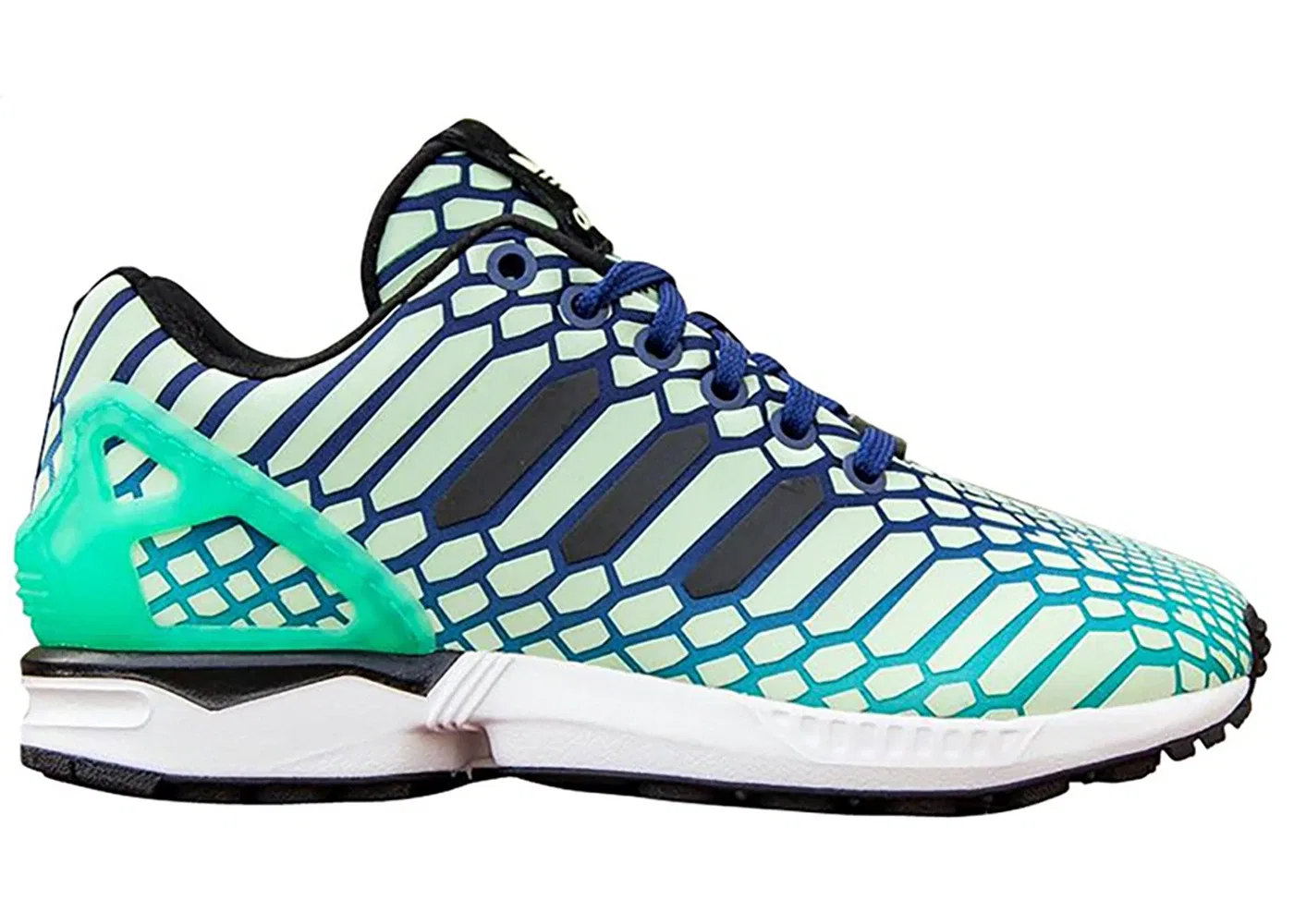 Детские кроссовки Lifestyle с принтом Adidas ZX Flux, Shock Mint/Ink/White