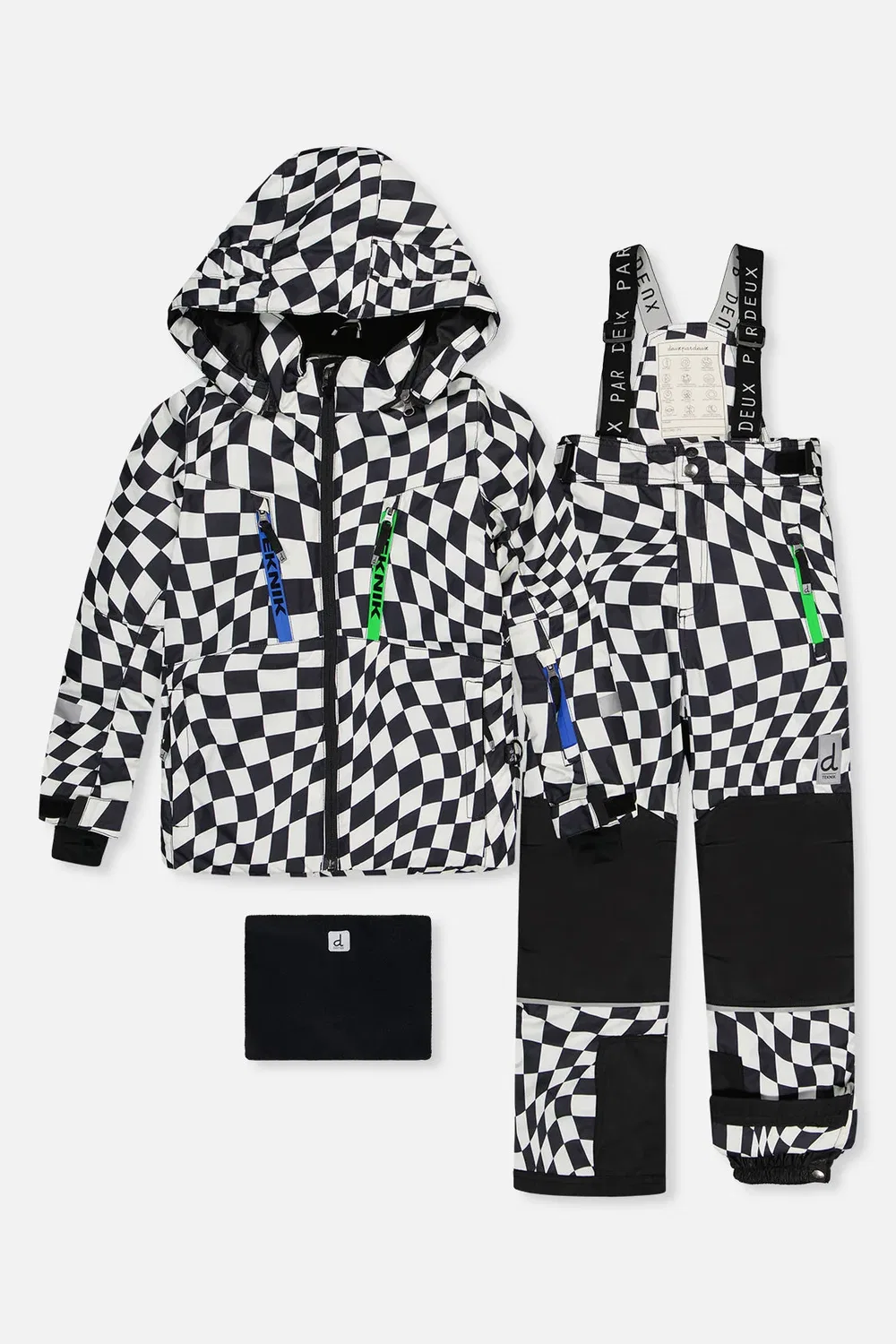 Детский зимний комбинезон из двух предметов утепленный Deux par Deux, White Checkered Print