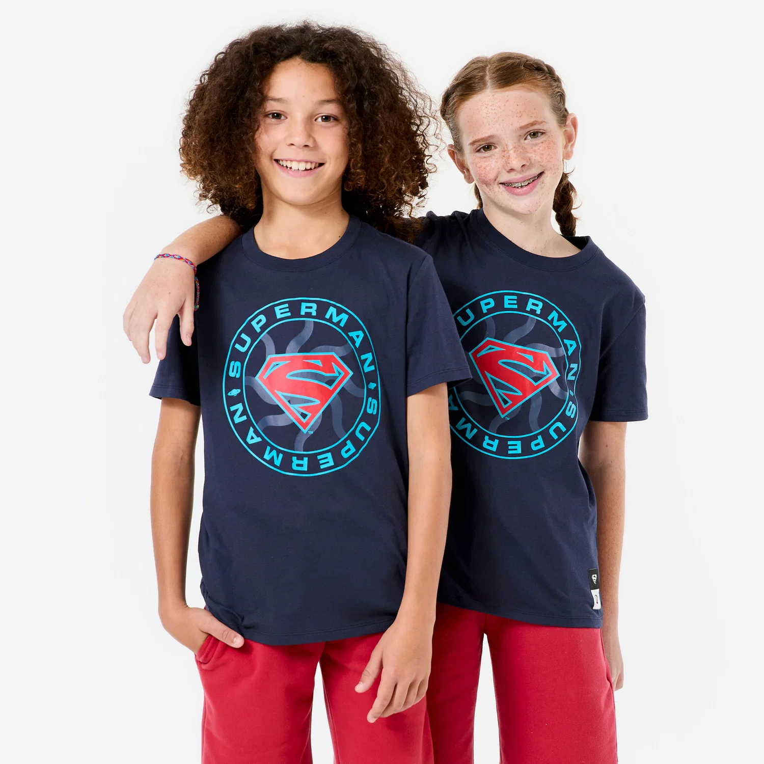 Детская футболка с принтом Superman Decathlon, Stahlblau Feuerrot