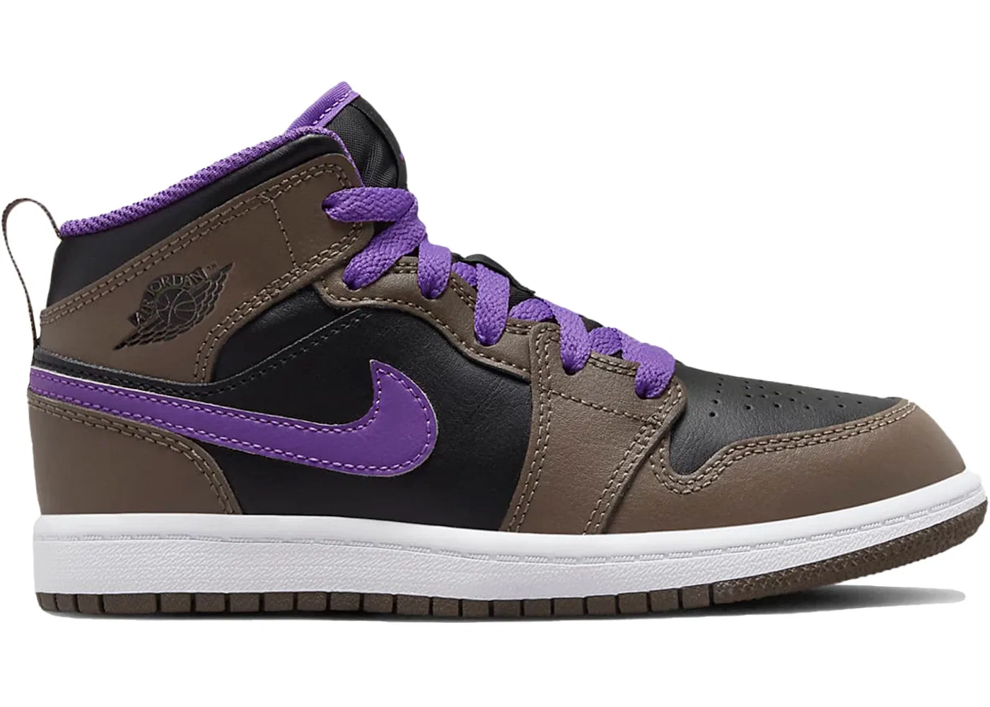 Детские кроссовки для мальчиков с высоким берцем Jordan 1 Mid Jordan, Palomino/Wild Berry/White