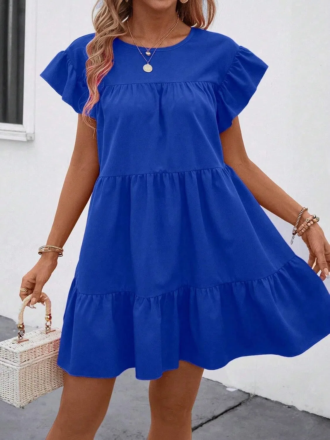 Женское повседневное миди-платье с воланами, Royal Blue — фото 2