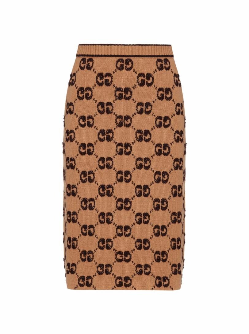 

Шерстяная юбка с монограммой Gucci