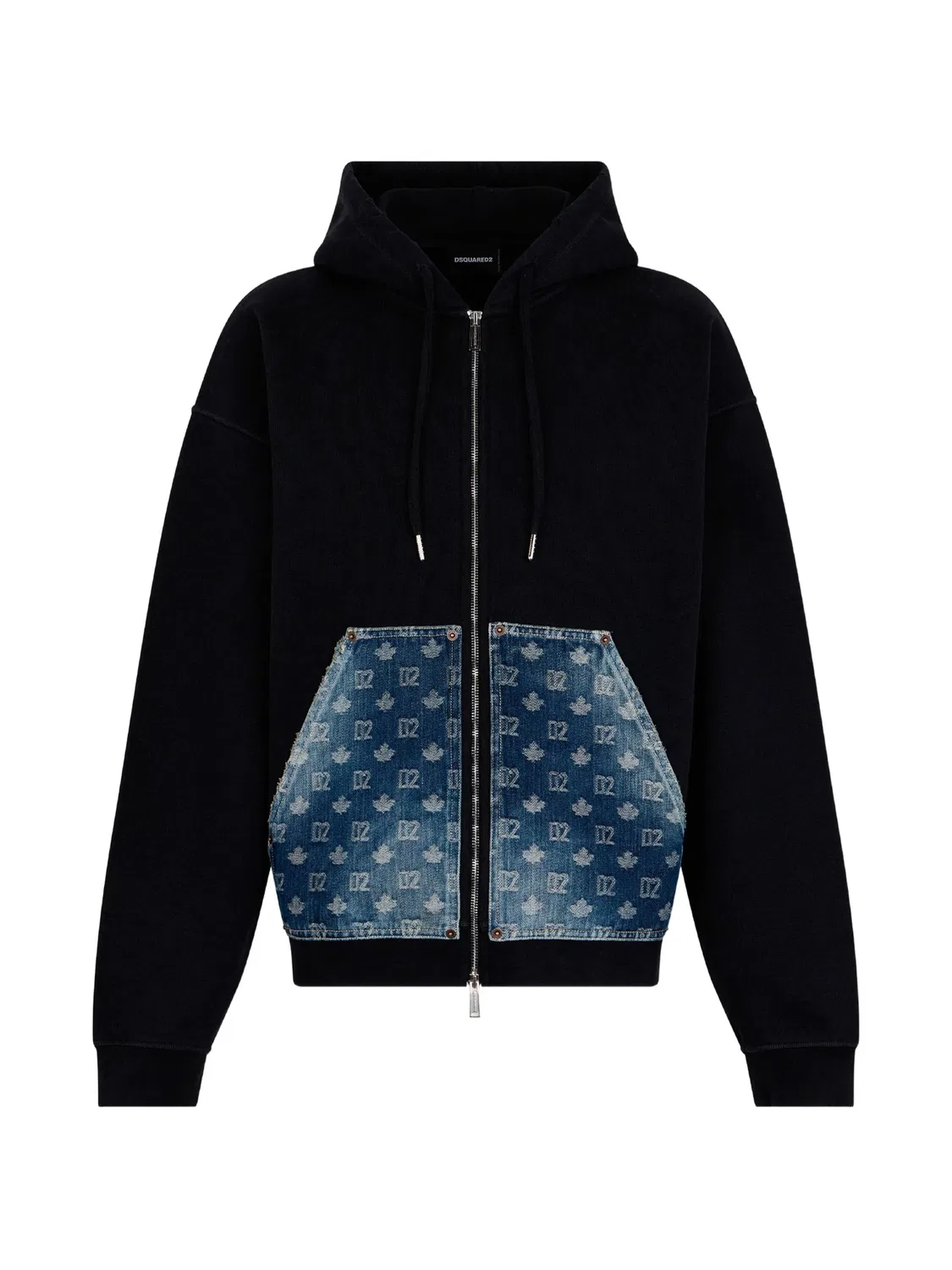 Худи на молнии с монограммой D2 Dsquared2, черный