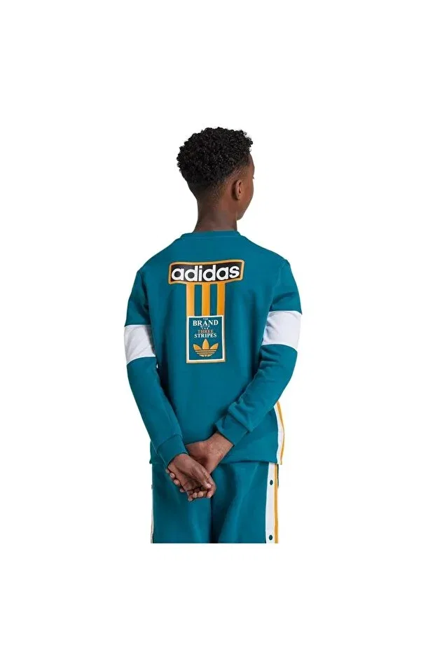 Детское худи для девочек хлопковое Crew Kids Sweatshirt Adidas, Blue — фото 4
