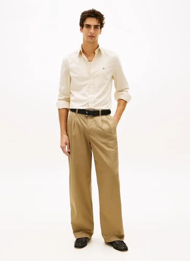 Рубашка с технологией Flex, модель Th Flex Regular Fit, Tommy Hilfiger, бежевый — фото 4