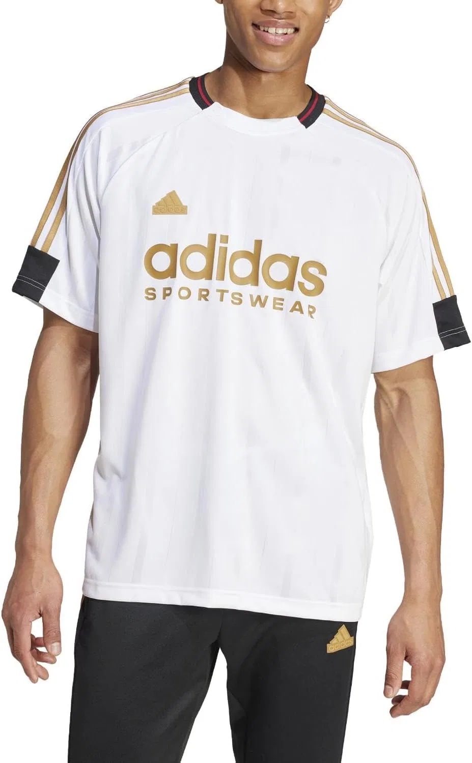Мужская футболка с полосками House of Tiro Nations Pack adidas, White/Black/Team Victory Red/St Tan — фото 2