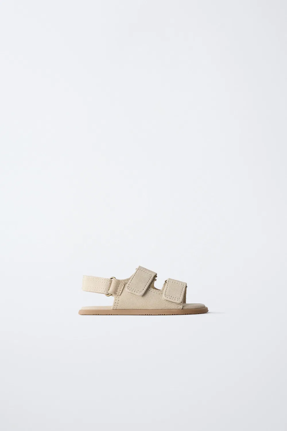 Кожаные сандалии босиком с двойным ремешком ZARA, Sand Brown