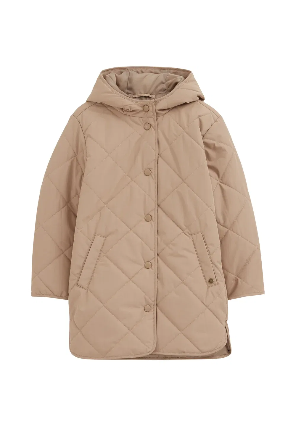 Wasserabweisender mantel mit kapuze für mädchen - зимнее пальто We Fashion, Greige