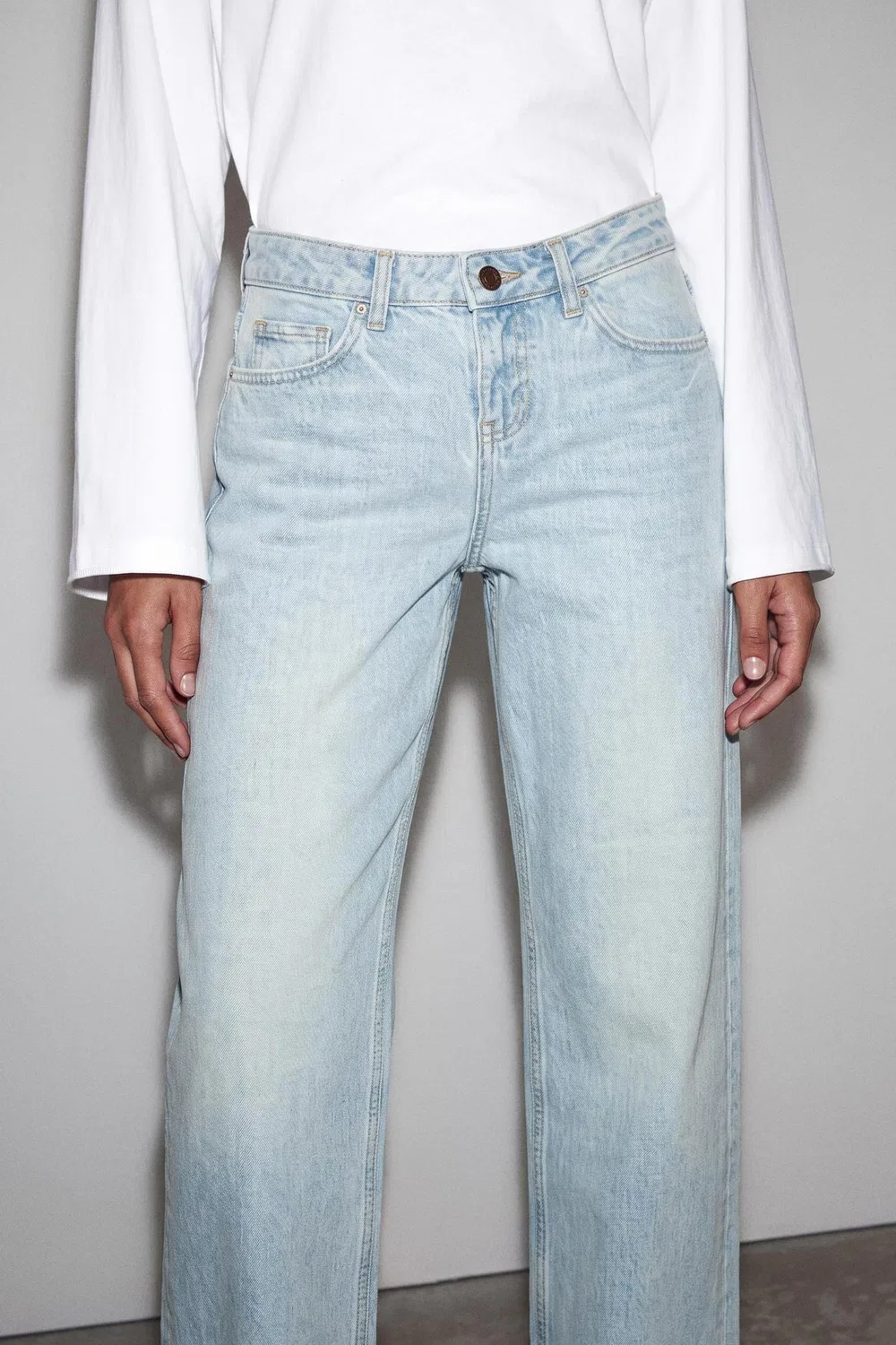 Джинсы Z1975 с низкой посадкой, стандартного кроя. ZARA, Light blue — фото 3