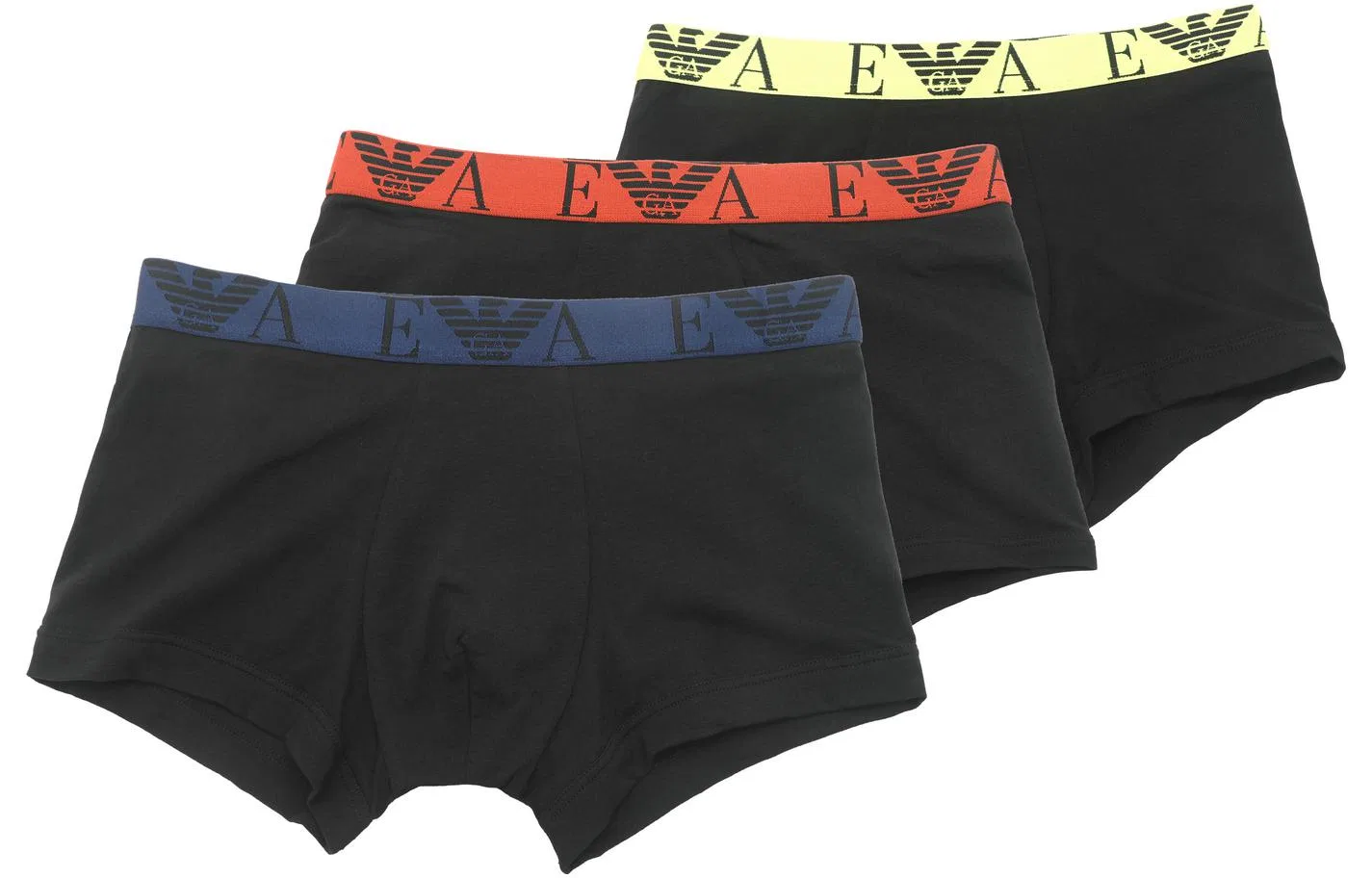Мужские боксеры с логотипом на поясе, комплект из 3 штук, Emporio Armani, Black Blue/Black White/Black