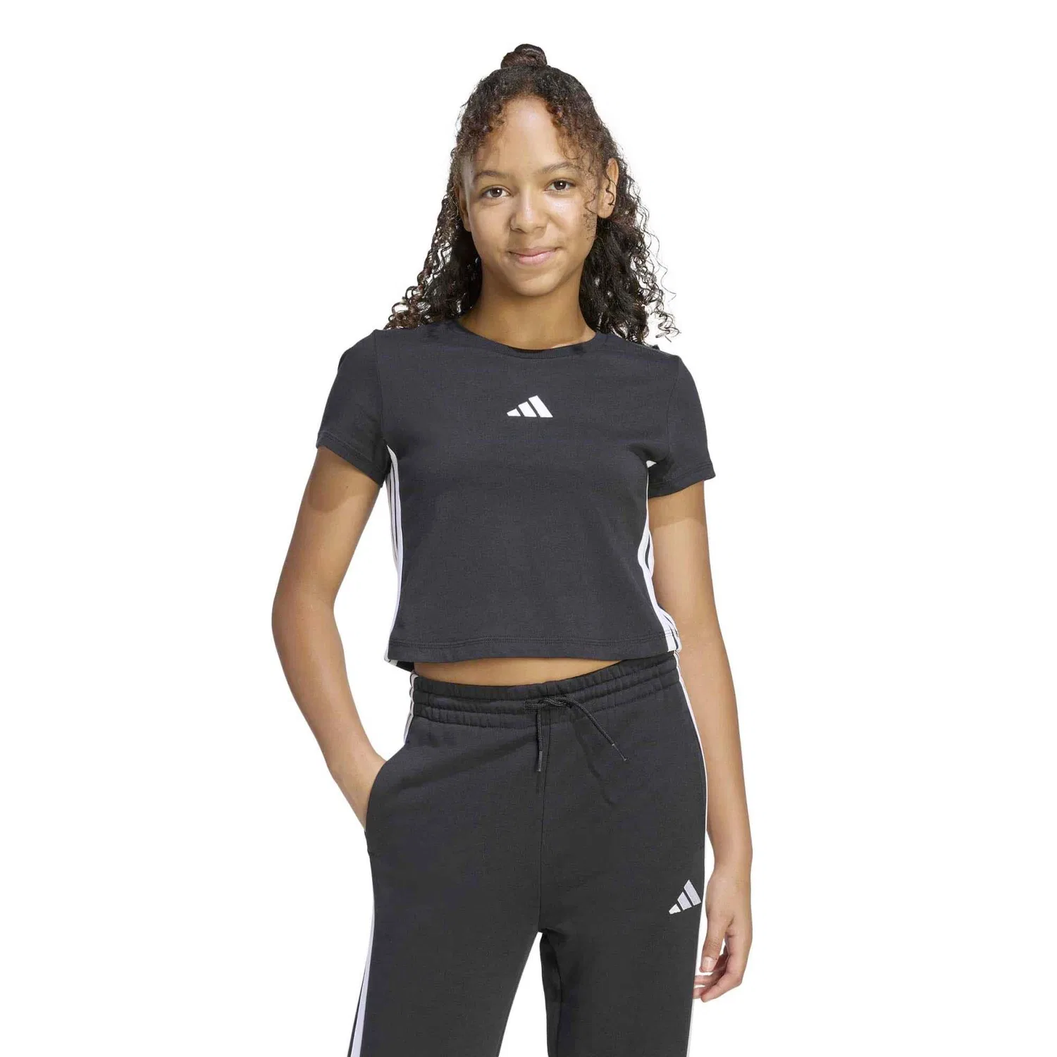 Детская футболка с коротким рукавом Adidas Sport Jg 3S Baby Tee, Черный — фото 2
