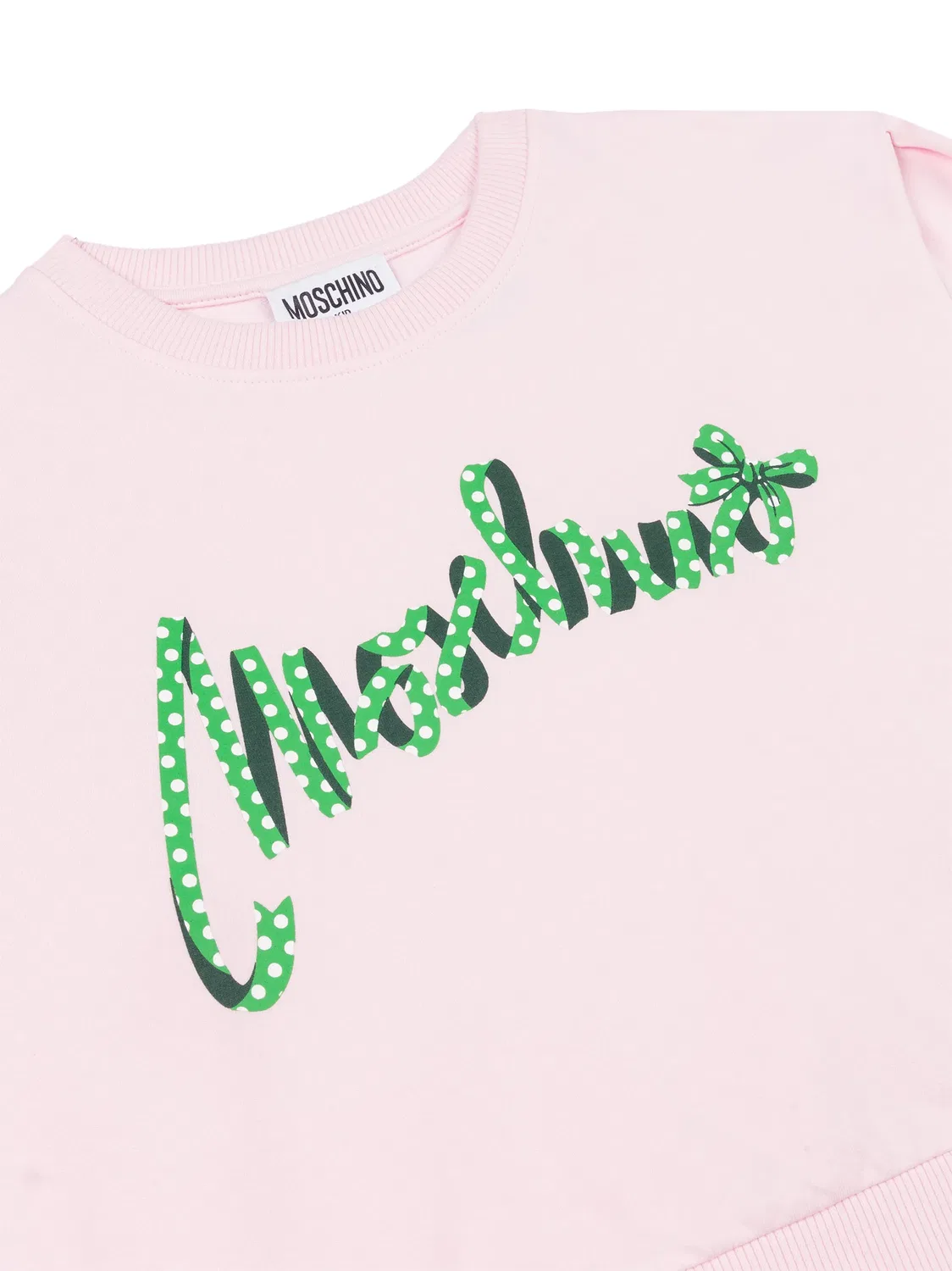 Хлопковая толстовка с принтом Moschino Kids, розовый — фото 3