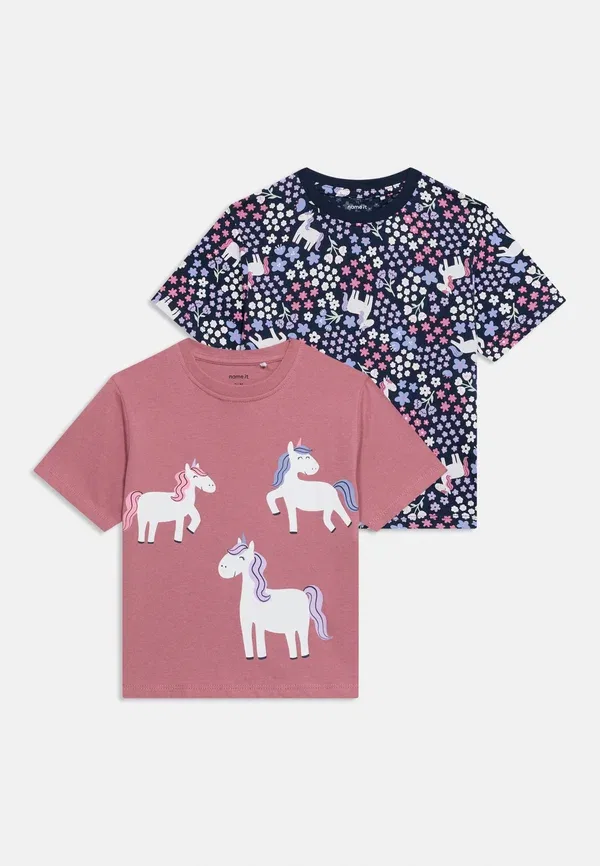 Футболка с принтом единорога Nmfvelda 2 pack Name It Mesa Rose, Navy Blazer, темно-синий — фото 3