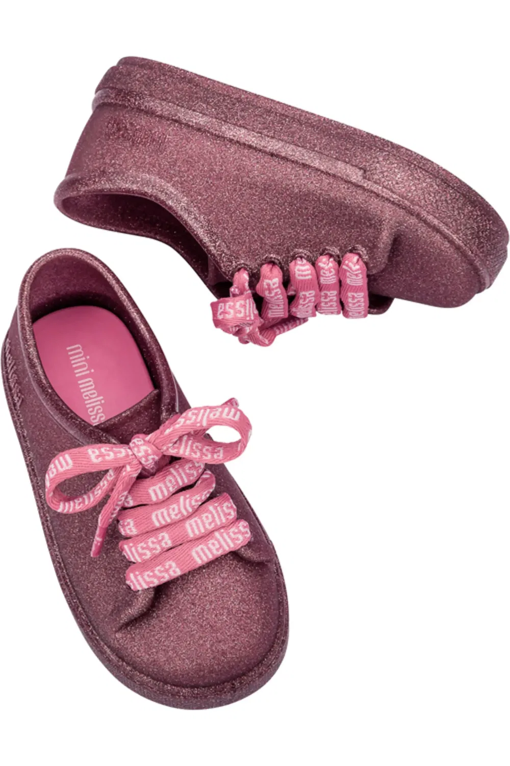 Детские кроссовки легкие на шнуровке Hip M Lover Melissa, Glitter/Pink — фото 4