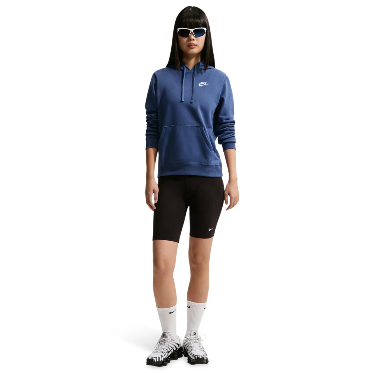 Женское худи Club Fleece PO Nike, цвет Mystic Navy/White — фото 3
