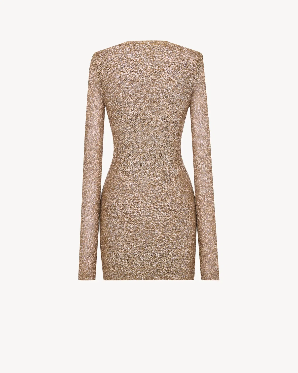 Мини-платье из трикотажа с пайетками SAINT LAURENT, коричневый — фото 2