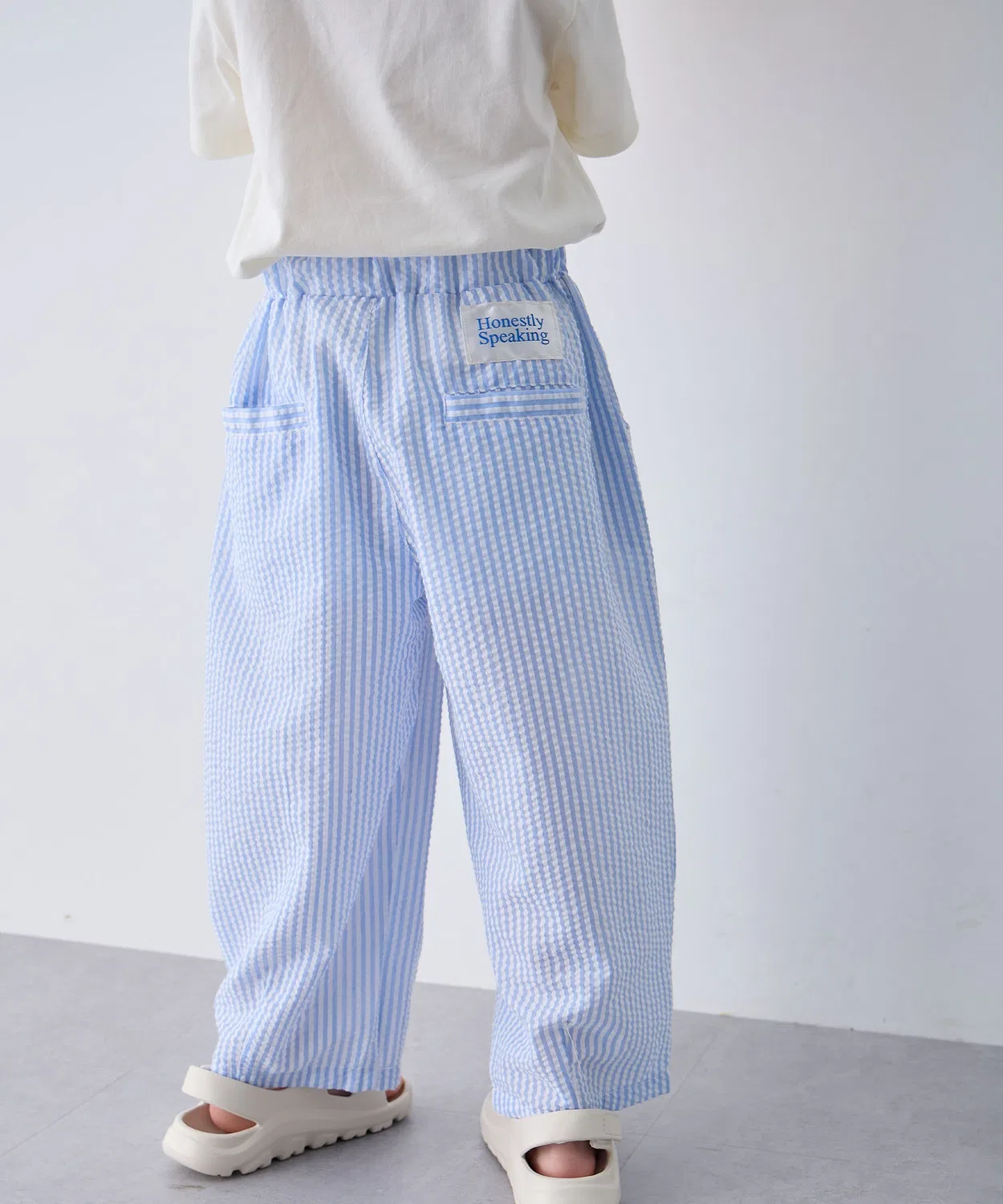 Детские широкие штаны с принтом в полоску Ball Pant Piet, Sax Blue