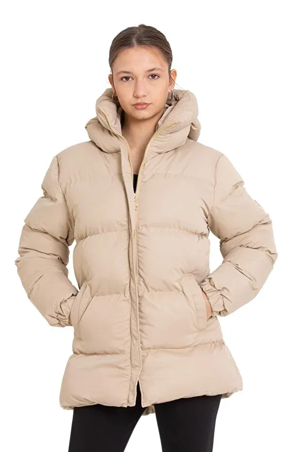 Детское зимнее пальто для девочек с капюшоном Asyakids Club, Beige