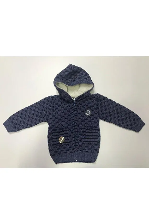 Детский кардиган для мальчиков с капюшоном Winter Knitwear Welsoft Hooded Zipper Pocket Boy Sweatshirt Cardigan Baby Slon Kids Clup, Indigo