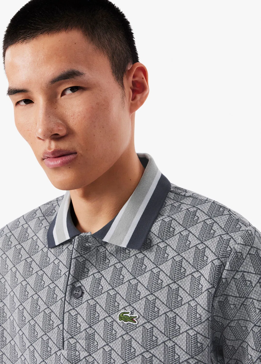 Футболка поло Monogram Classic Fit Lacoste, Grey — фото 4