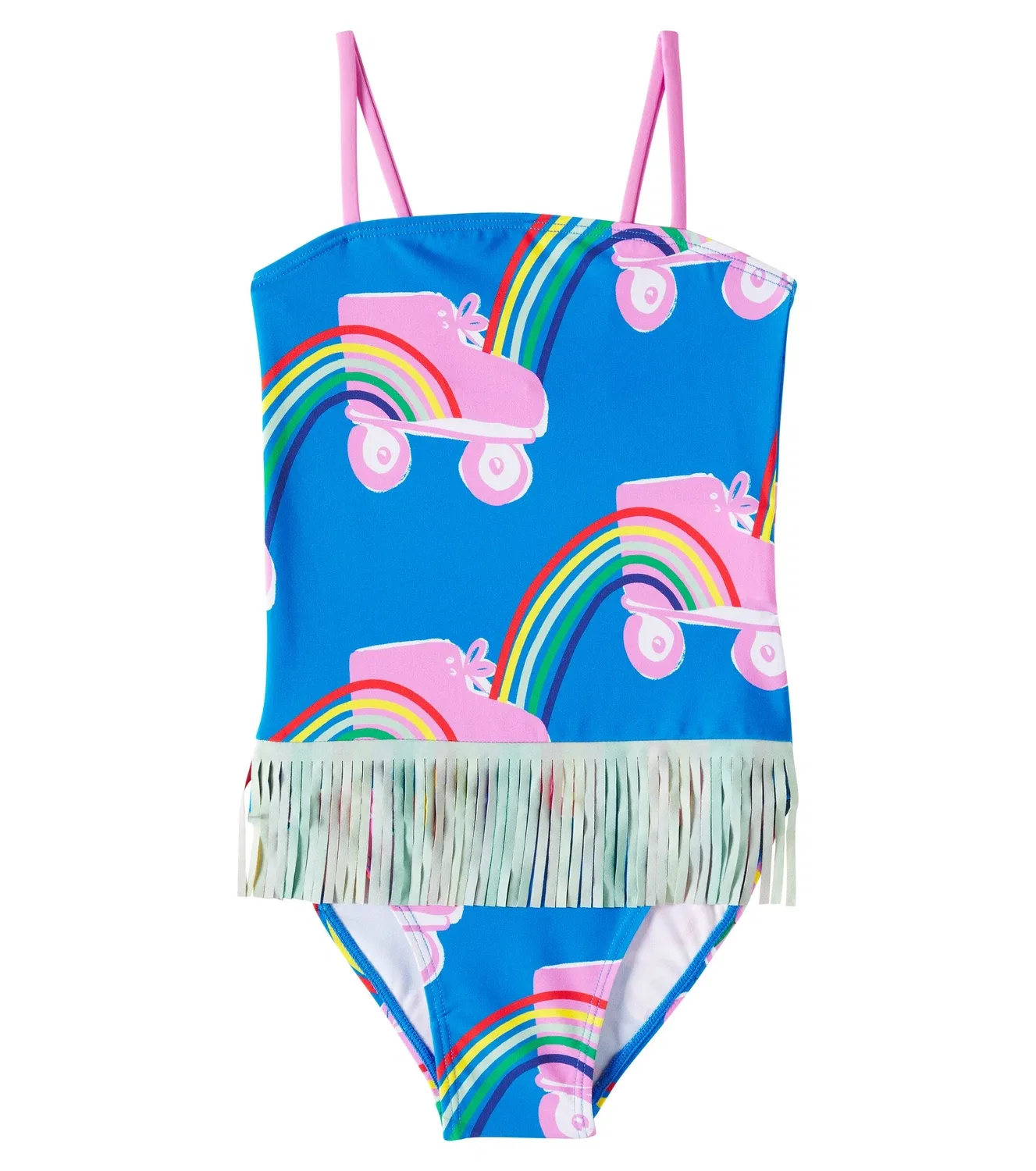 Купальник с оборками с принтом Stella Mccartney Kids, синий