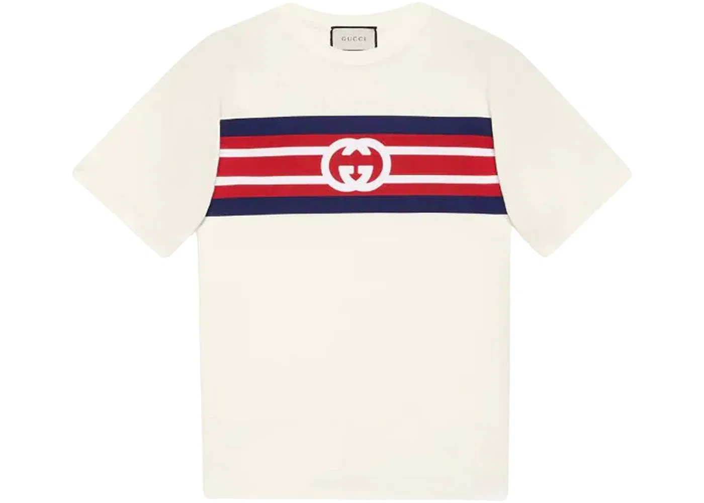 Мужская футболка с принтом Interlocking G Gucci, Ivory/Navy/Red