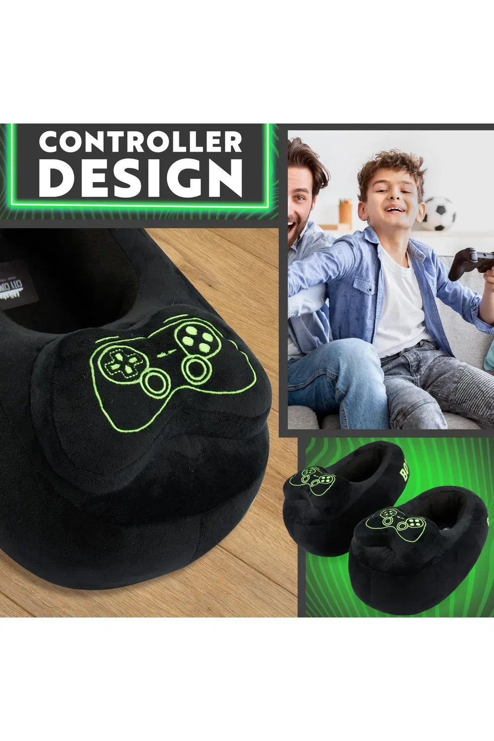 Домашние тапочки 3D с принтом для игр нескользящие Citycomfort, Black — фото 3