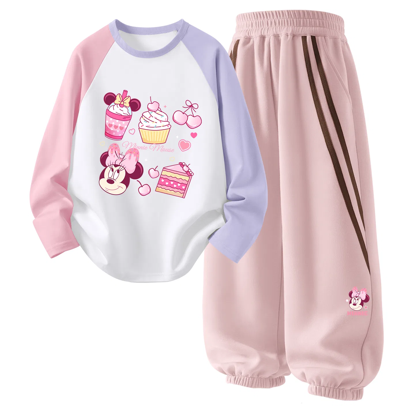 Детский спортивный комплект с круглым вырезом, Disney, Di Sweet Honey Purple+Di Sweet Honey K_Right Side below Lotus Pink