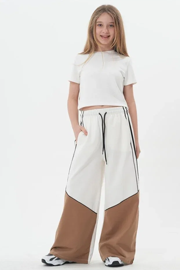Детские штаны для девочек с широкой штаниной Haykids, White — фото 2