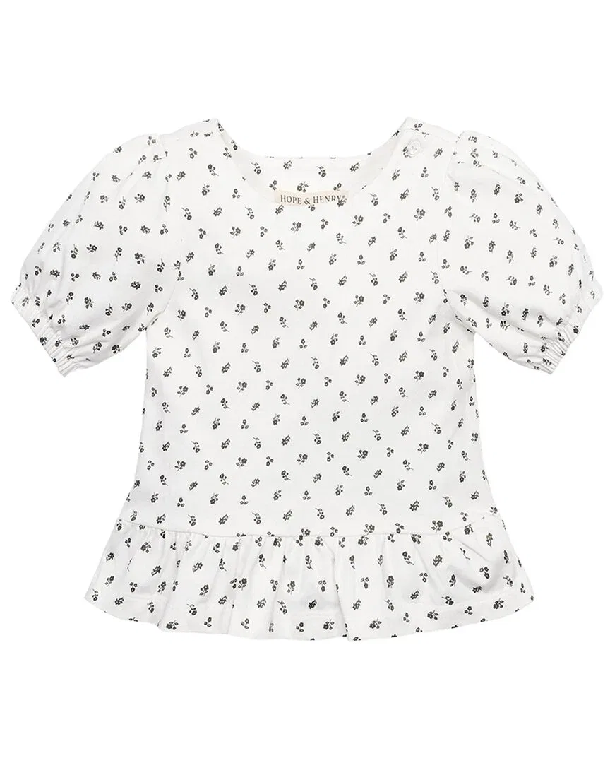 Детская кофта с коротким рукавом и баской Hope & Henry Bubble Sleeve Peplum Knit Top, зеленый