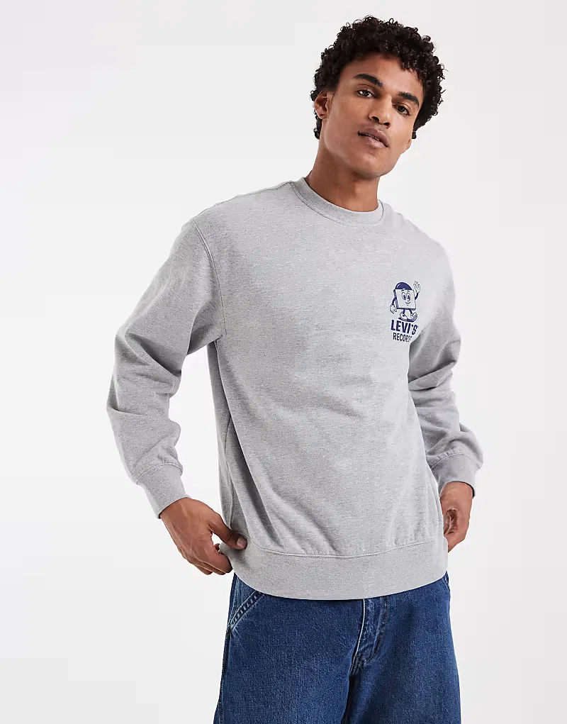 Свободная толстовка Levi's с графическим принтом на спине, серый — фото 2