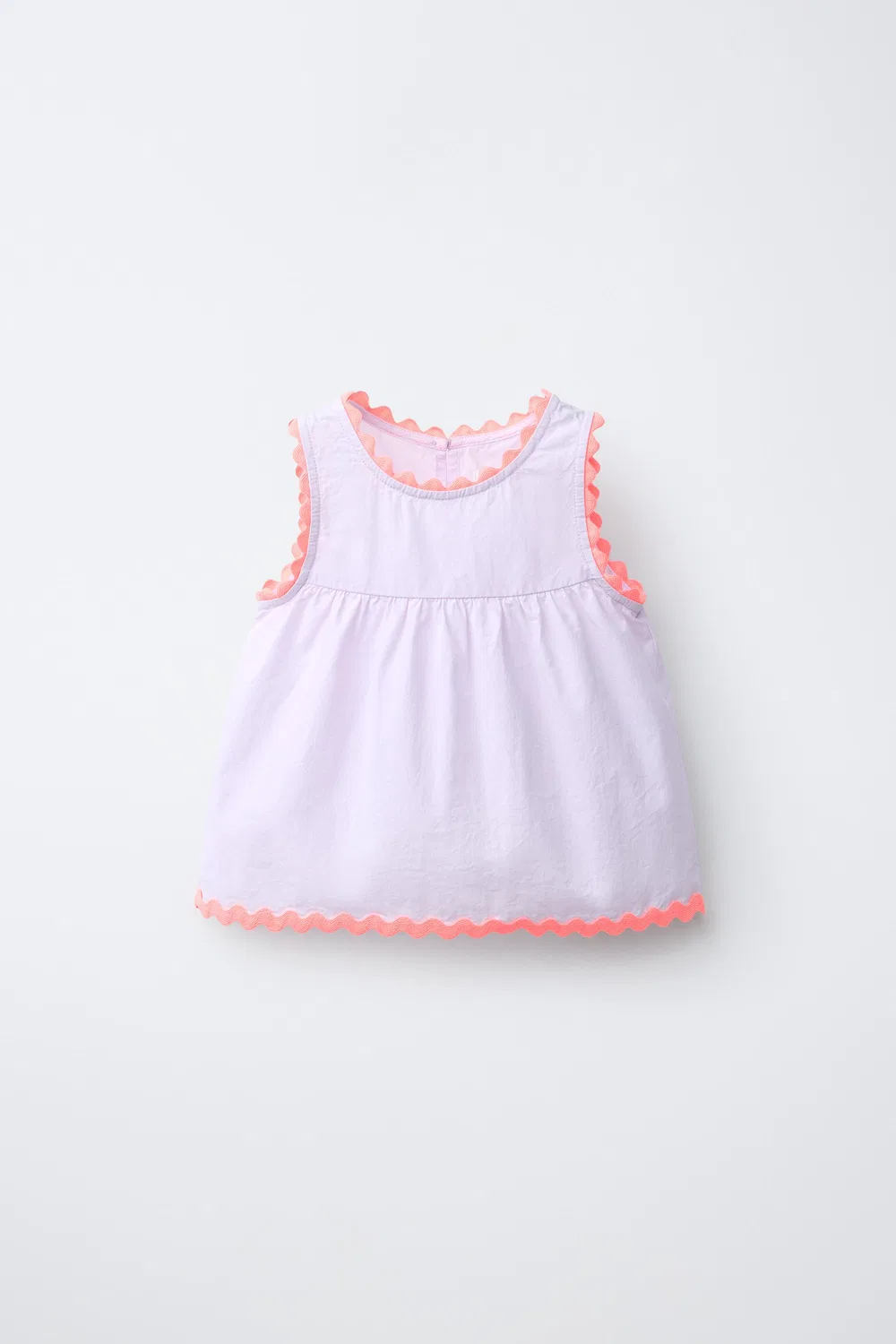 Детский контрастный топ из поплина CASA LAWA X ZARA KIDS RIC-RAC, Light Mauve