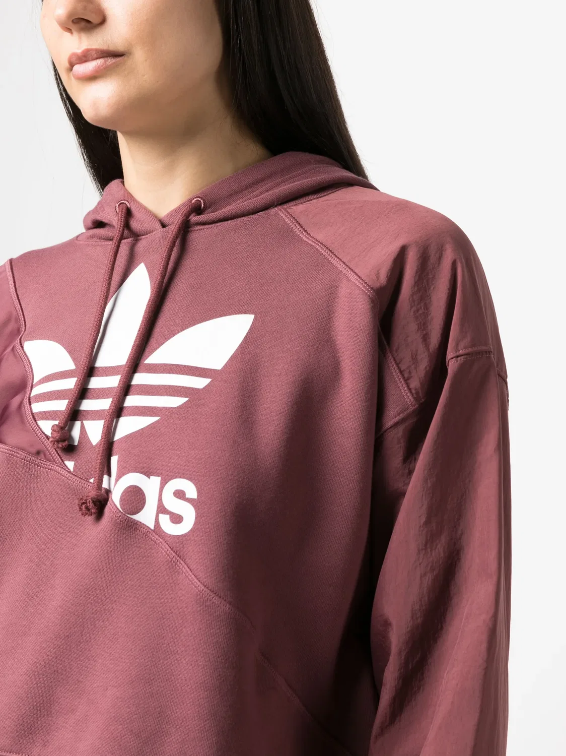 Кропнутый худи с завязками Adidas, винный красный — фото 2