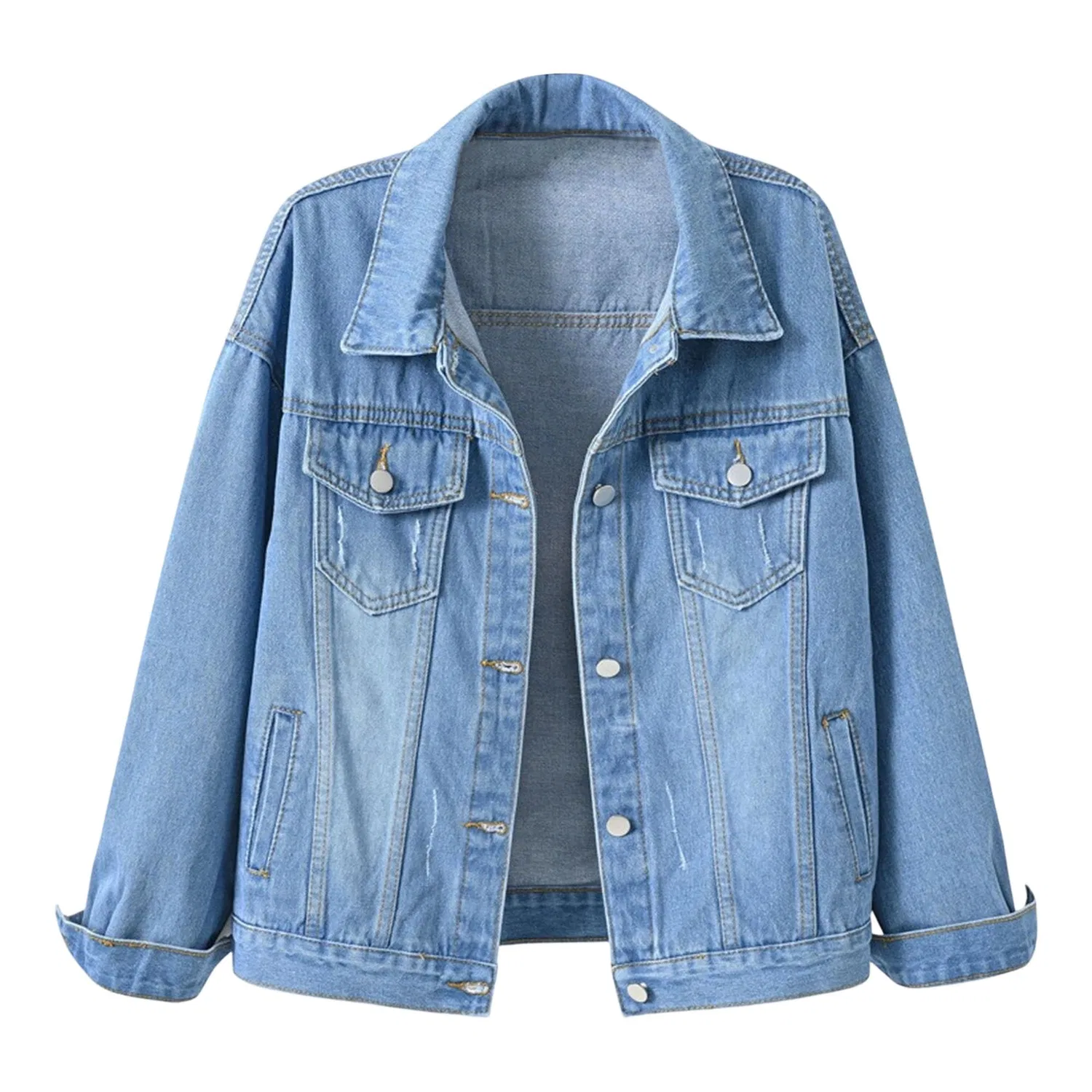 Женская джинсовая куртка с вышивкой жемчугом, Denim chiaro