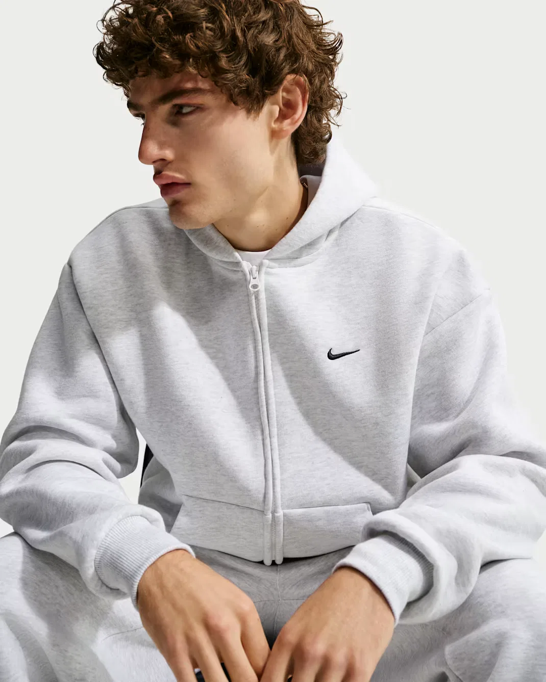Мужская толстовка на молнии Nike Solo Fleece, Birch Heather/Black — фото 3
