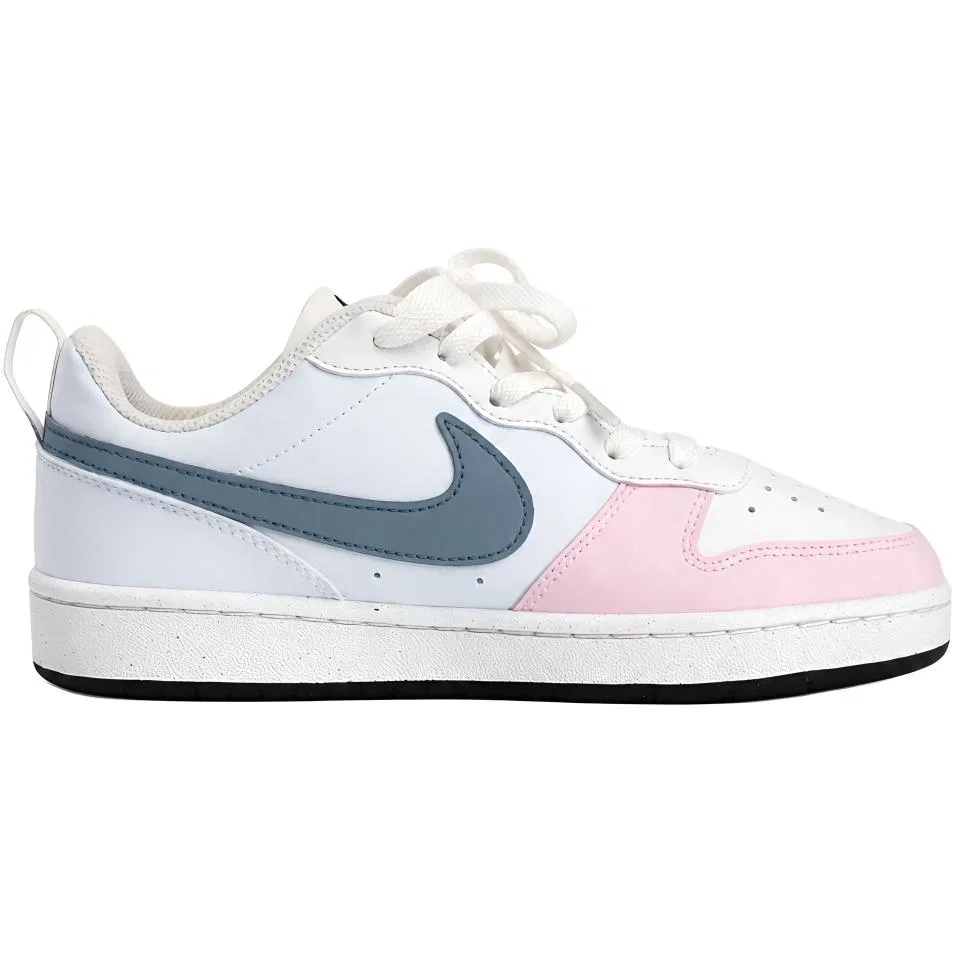 Детские кеды для скейтбординга без застежки Nike Court Borough 2, Cream White/Sea Salt Blue/Shell Pink — фото 3