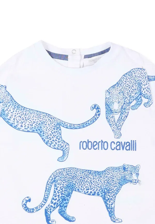 Футболка с принтом животных Roberto Cavalli Junior, белый — фото 3