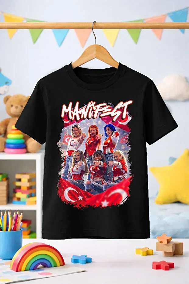 Детская футболка для мальчиков с принтом Manifest turkey pattern printed Zeycem Store, Black