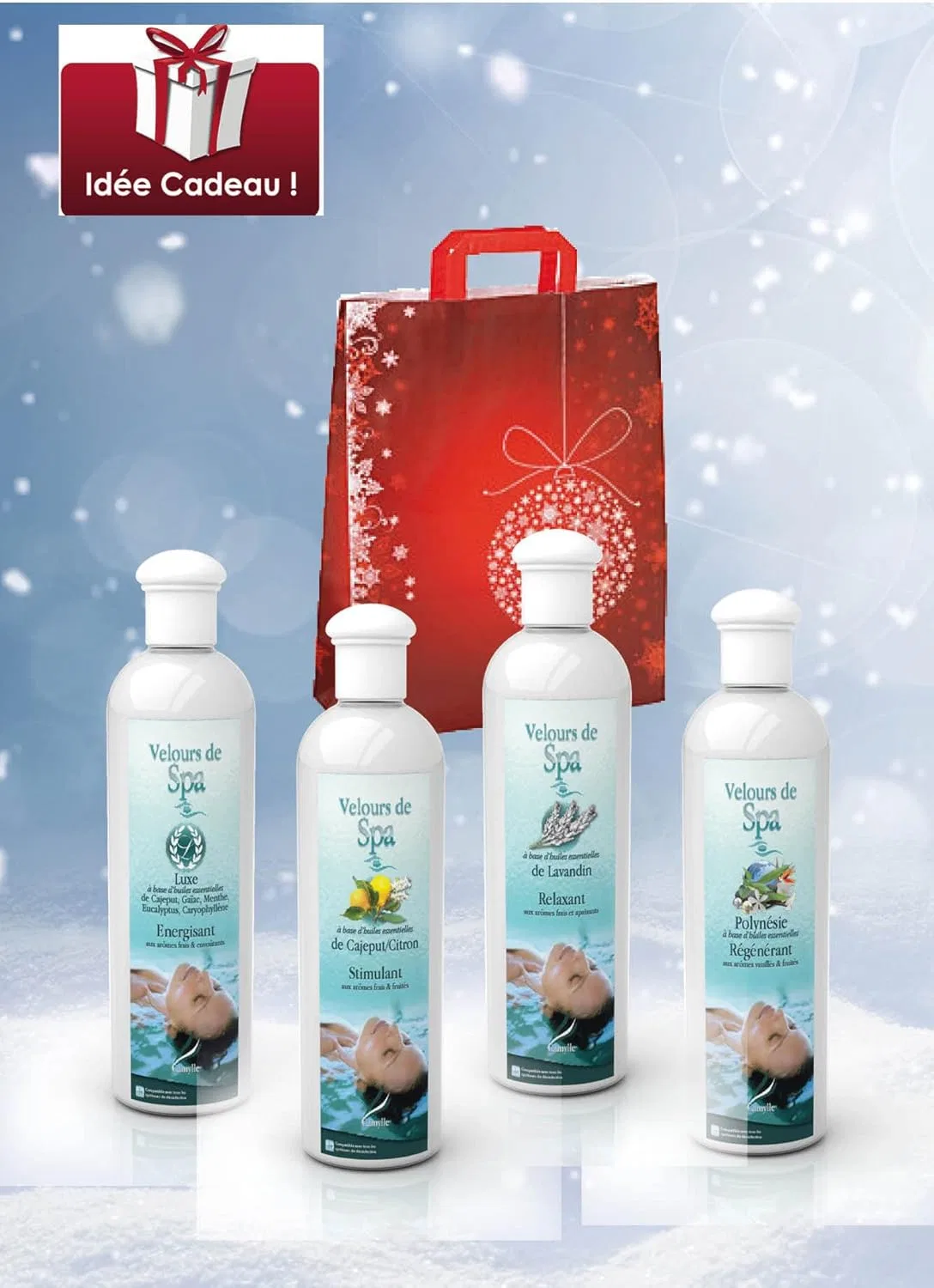 Набор добавок для гидромассажных ванн Camylle Velours de Spa, 4 × 250 мл Camylle